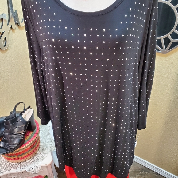 JM Collection Black Top with Bling sz XL NwT - Picture 2 of 12